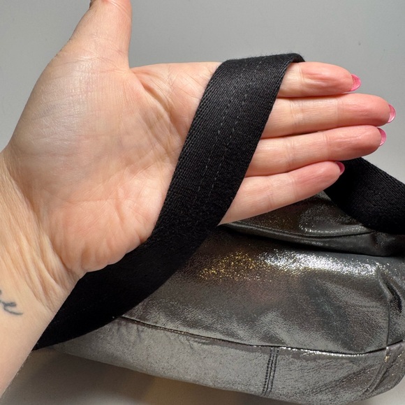 Coach Poppy Silver Metallic Double Pocket Satchel/Shoulder Bag #14561 – Y2K - Picture 11 of 14